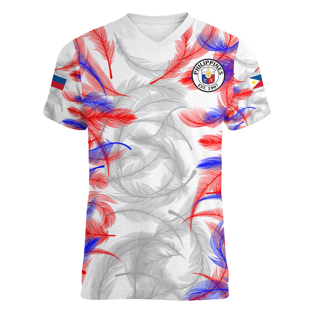 (Custom Text And Number) 2023 Philippines Anzkals Football Women V Neck T Shirt Pilipinas Be Unique - Shopicos