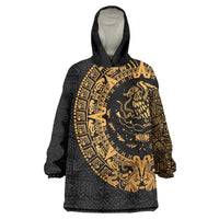 Mexican Aztec Wearable Blanket Hoodie Golden Coat of Arm - Shopicos