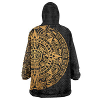 Mexican Aztec Wearable Blanket Hoodie Golden Coat of Arm - Shopicos