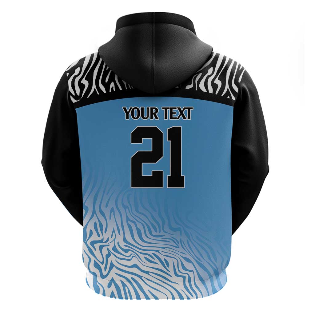 Botswana Cricket Custom Hoodie Baggy Blues Zebra Skins Pattern - Shopicos