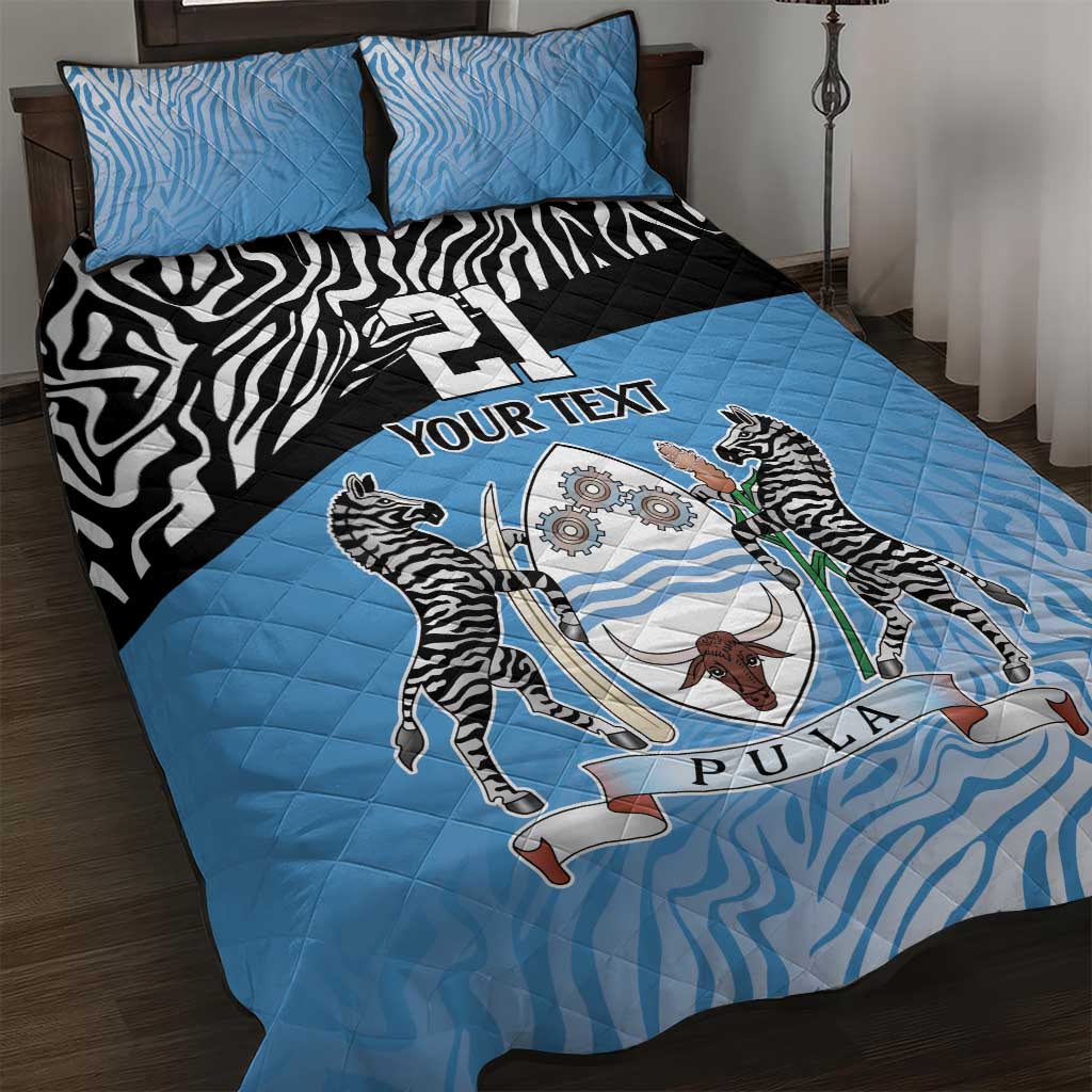 Botswana Cricket Custom Quilt Bed Set Baggy Blues Zebra Skins Pattern - Shopicos