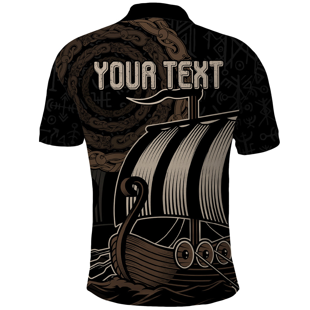 Custom Viking Iceland Polo Shirt Norman Ship with Coat Of Arms Crossing The Sea - Shopicos