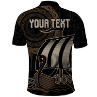 Custom Viking Iceland Polo Shirt Norman Ship with Coat Of Arms Crossing The Sea - Shopicos