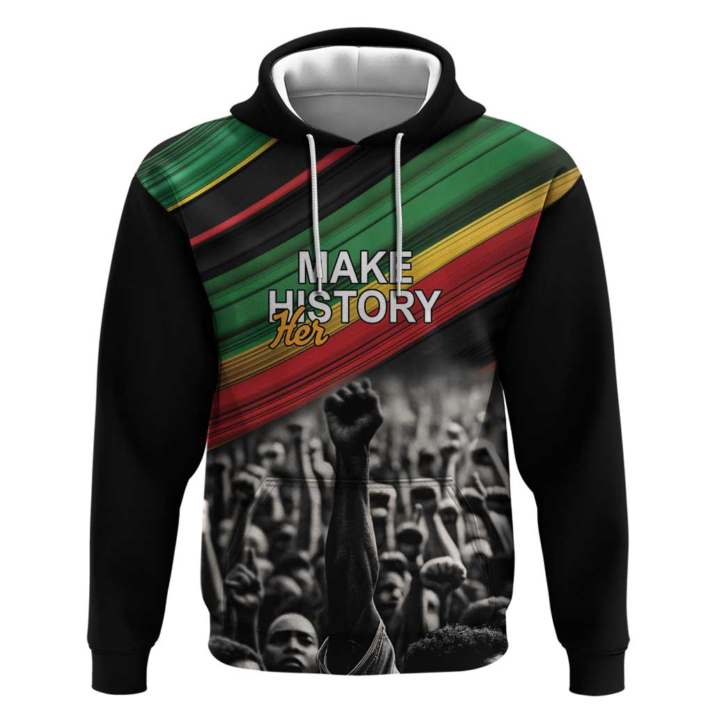 Make His-Herstories Hoodie Black Power Hand and Pan-African Flag - Shopicos