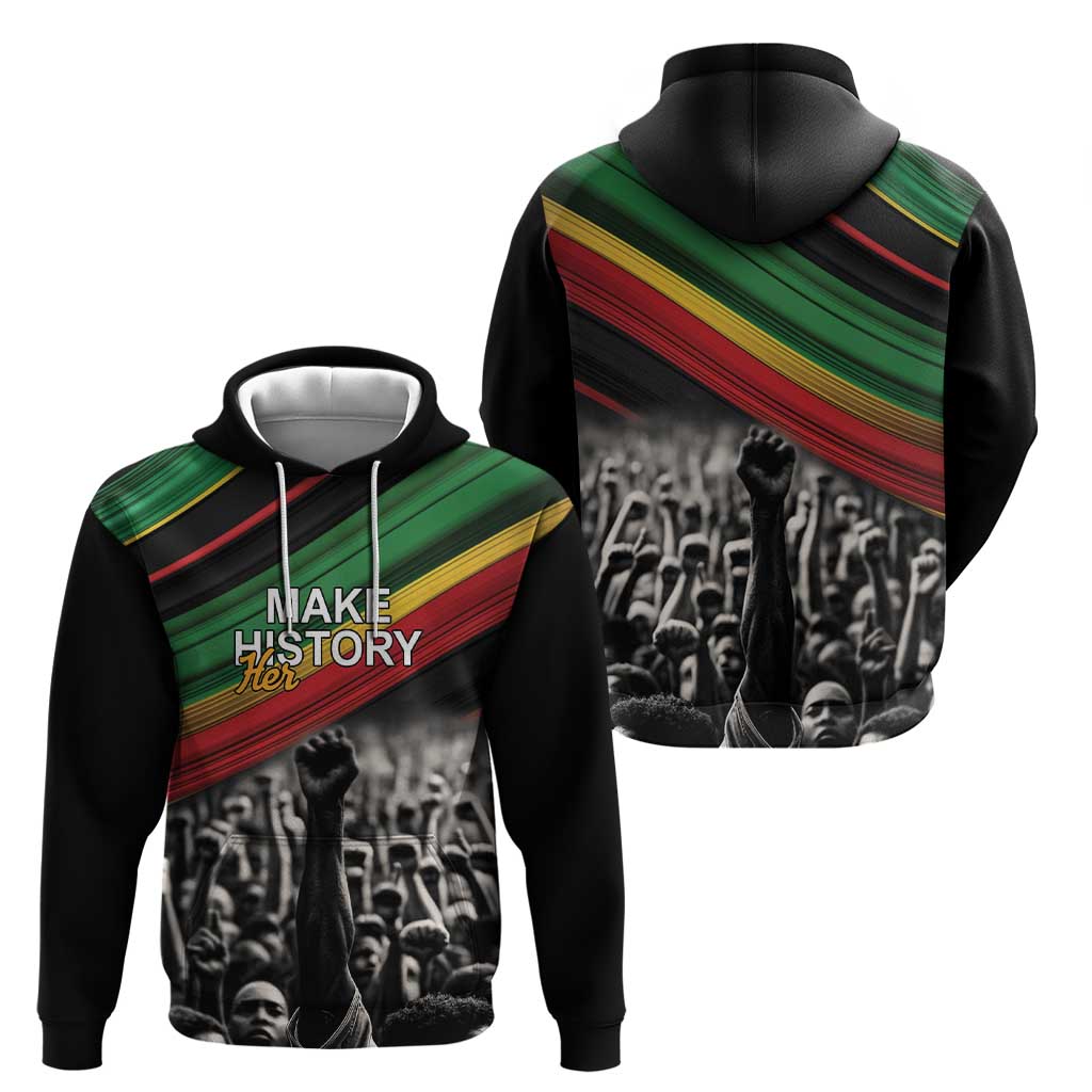 Make His-Herstories Hoodie Black Power Hand and Pan-African Flag - Shopicos