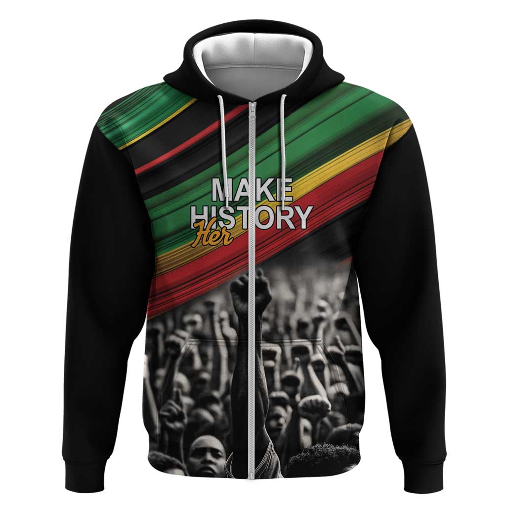 Make His-Herstories Hoodie Black Power Hand and Pan-African Flag - Shopicos