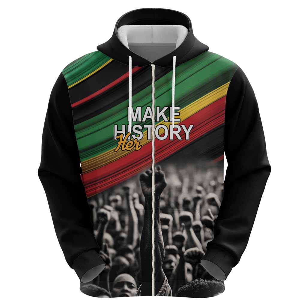 Make His-Herstories Hoodie Black Power Hand and Pan-African Flag - Shopicos
