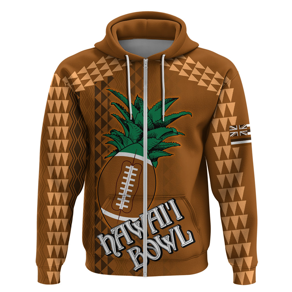 Custom Hawaii Honolulu Bowl Zip Hoodie With Kakau Tribal Pattern - Shopicos