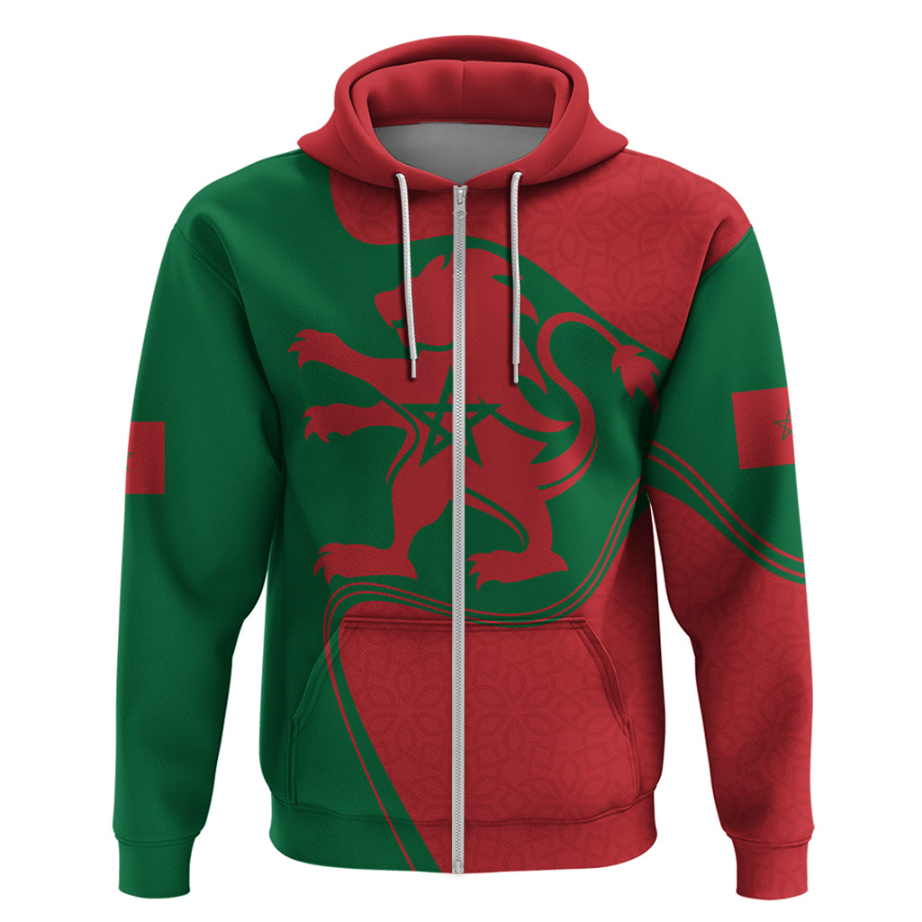 Morocco Proclamation Day With Flag Color Zip Hoodie - Shopicos
