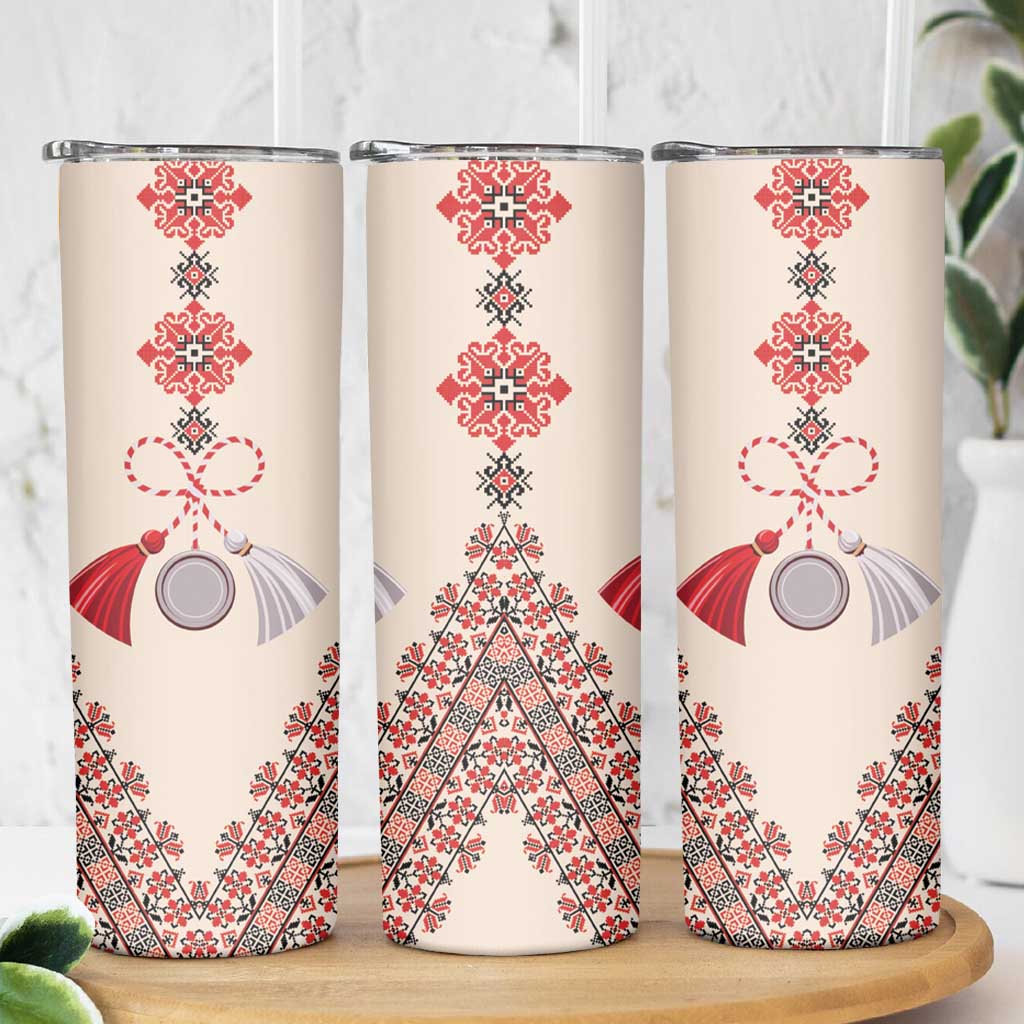 Baba Marta Day Martenitsa Skinny Tumbler Traditional Bulgarian Embroidery