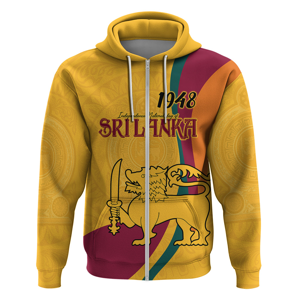 Sri Lanka National Day Zip Hoodie The Lion Passant With Ketayam Wood Art - Shopicos
