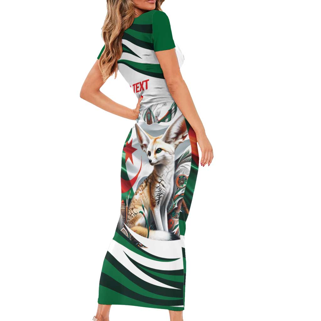 Algeria Fennec Fox Personalized Short Sleeve Bodycon Dress with Algerian Culture and Nature - Shopicos