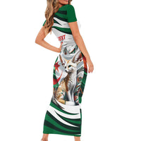 Algeria Fennec Fox Personalized Short Sleeve Bodycon Dress with Algerian Culture and Nature - Shopicos