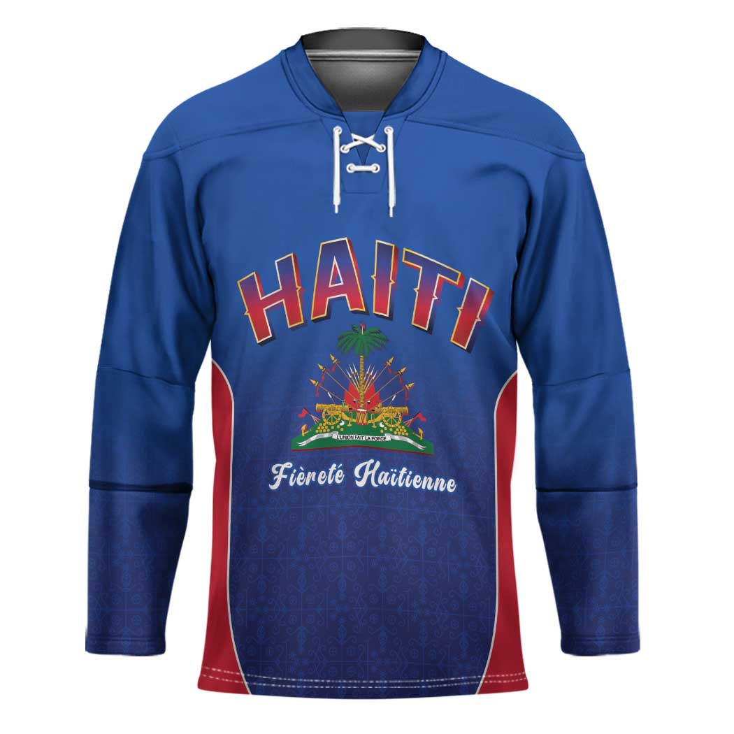 World Football Haiti 2026 Hockey Jersey Haiti est de Retour Blue Voodoo Veve Spirits - Shopicos