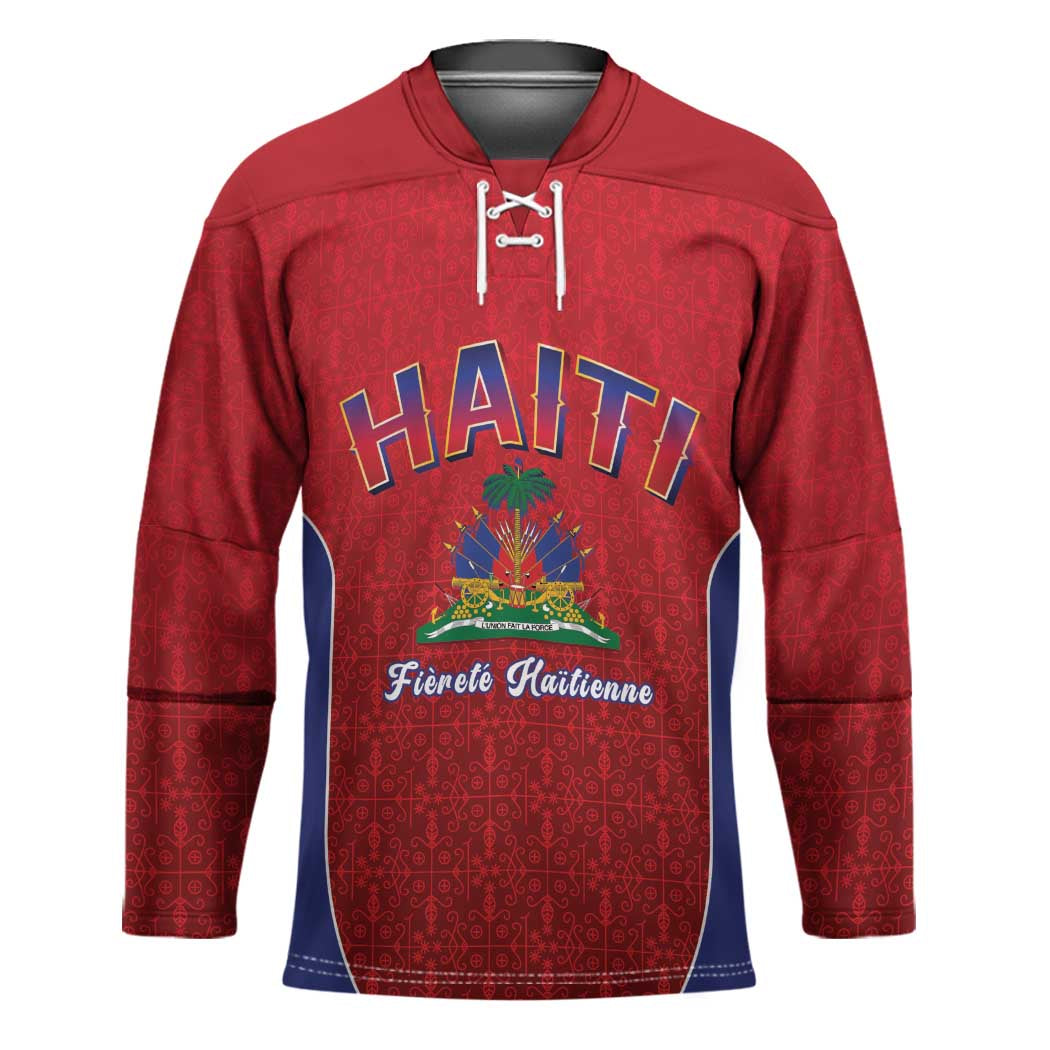 World Football Haiti 2026 Hockey Jersey Haiti est de Retour Red Voodoo Veve Spirits - Shopicos