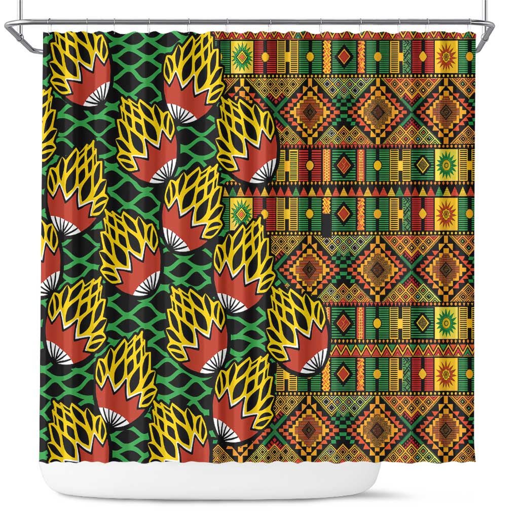 African Tribal Geometric Mixed Kanga Pattern Shower Curtain - Shopicos