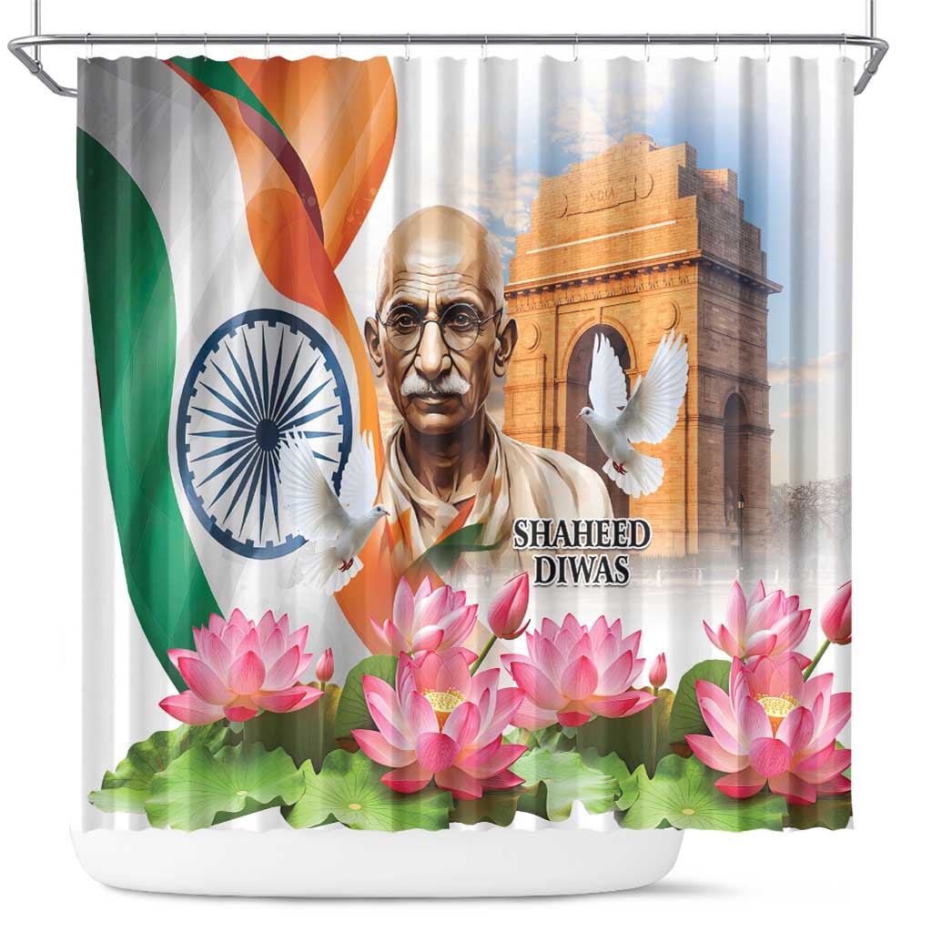India Gandhi Martyr's Day Shower Curtain Shaheed Diwas Ashoka Chakra - Shopicos