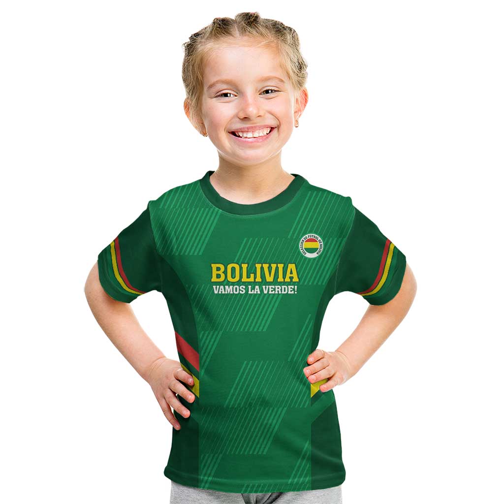 Custom Bolivia Football Kid T Shirt 2024 Vamos La Verde - Green - Shopicos