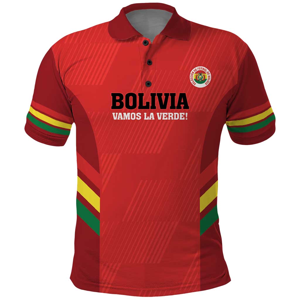 Custom Bolivia Football Polo Shirt 2024 Vamos La Verde - Red - Shopicos