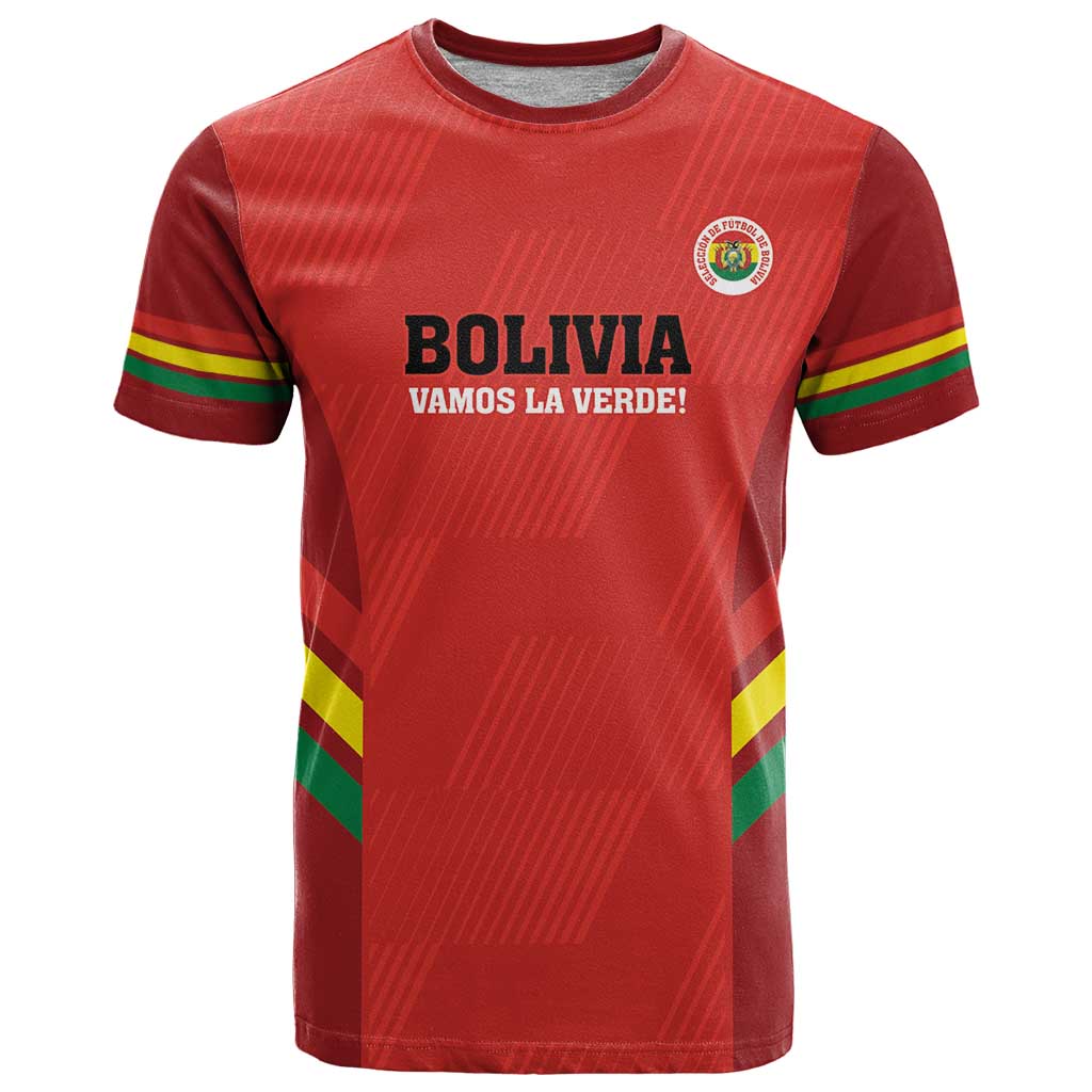 Custom Bolivia Football T Shirt 2024 Vamos La Verde - Red - Shopicos