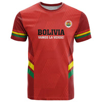 Custom Bolivia Football T Shirt 2024 Vamos La Verde - Red - Shopicos