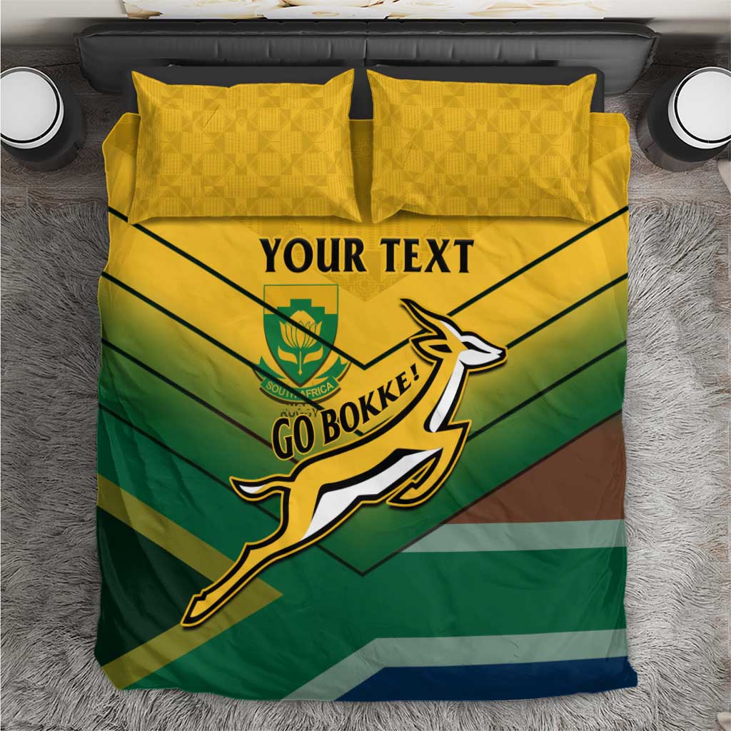 Custom South Africa Rugby Bedding Set Springboks Go Champions African Pattern - Shopicos