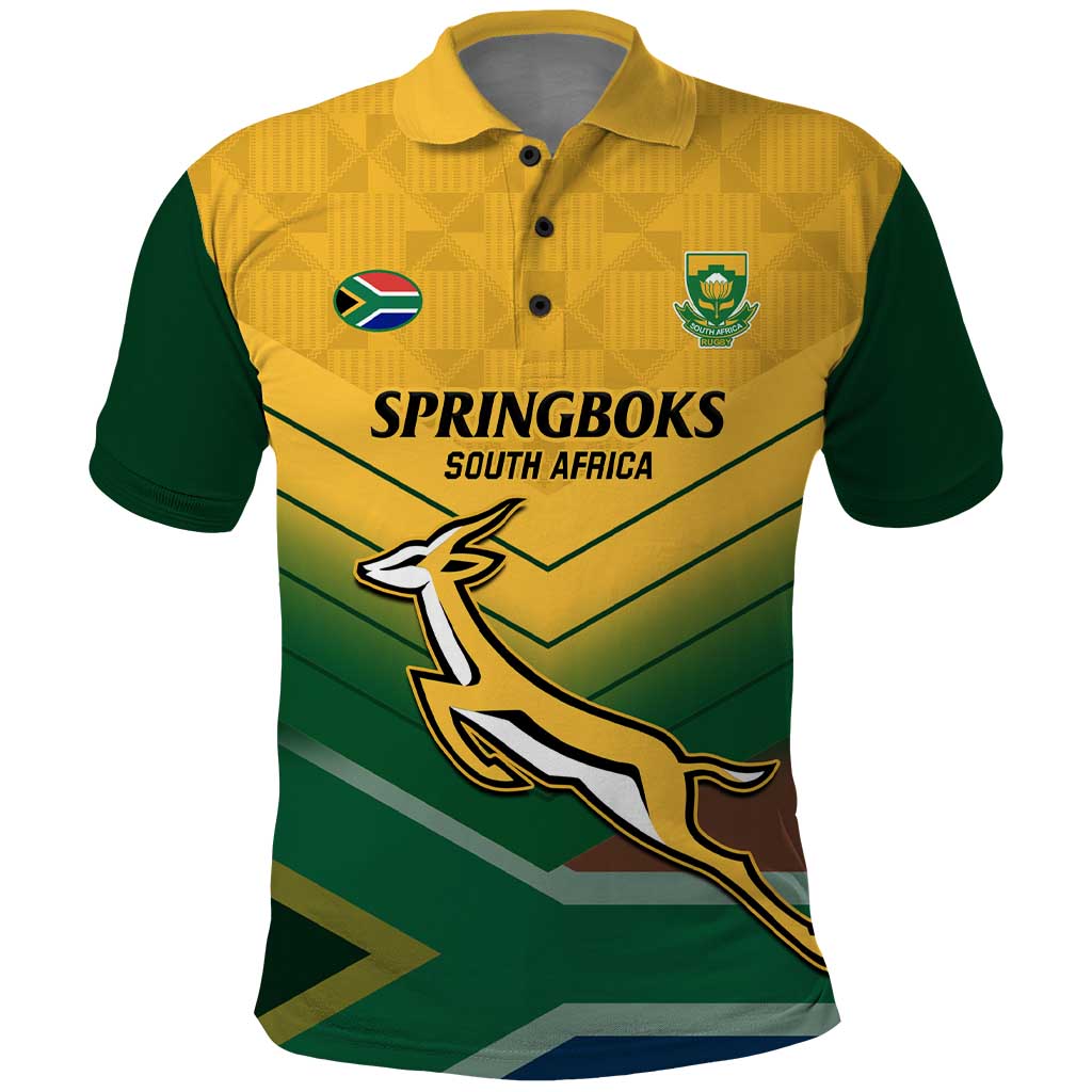 Custom South Africa Rugby Polo Shirt Springboks Go Champions African Pattern - Shopicos