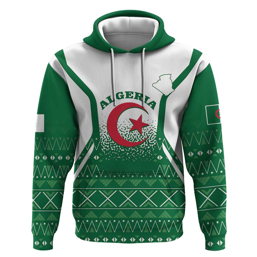 Personalized Algeria Hoodie Coat Of Arms African Pattern - Shopicos