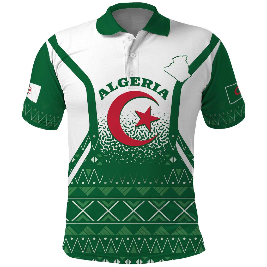 Personalized Algeria Polo Shirt Coat Of Arms African Pattern - Shopicos