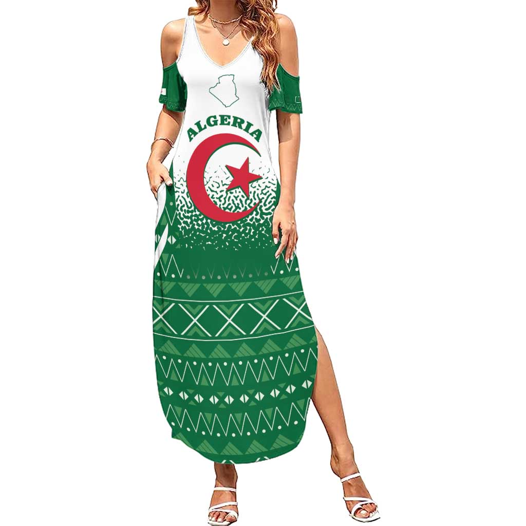 Personalized Algeria Summer Maxi Dress Coat Of Arms African Pattern - Shopicos