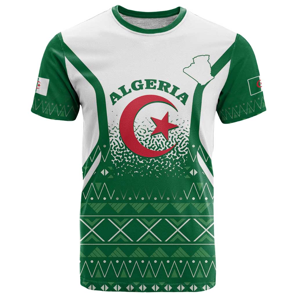 Personalized Algeria T Shirt Coat Of Arms African Pattern - Shopicos