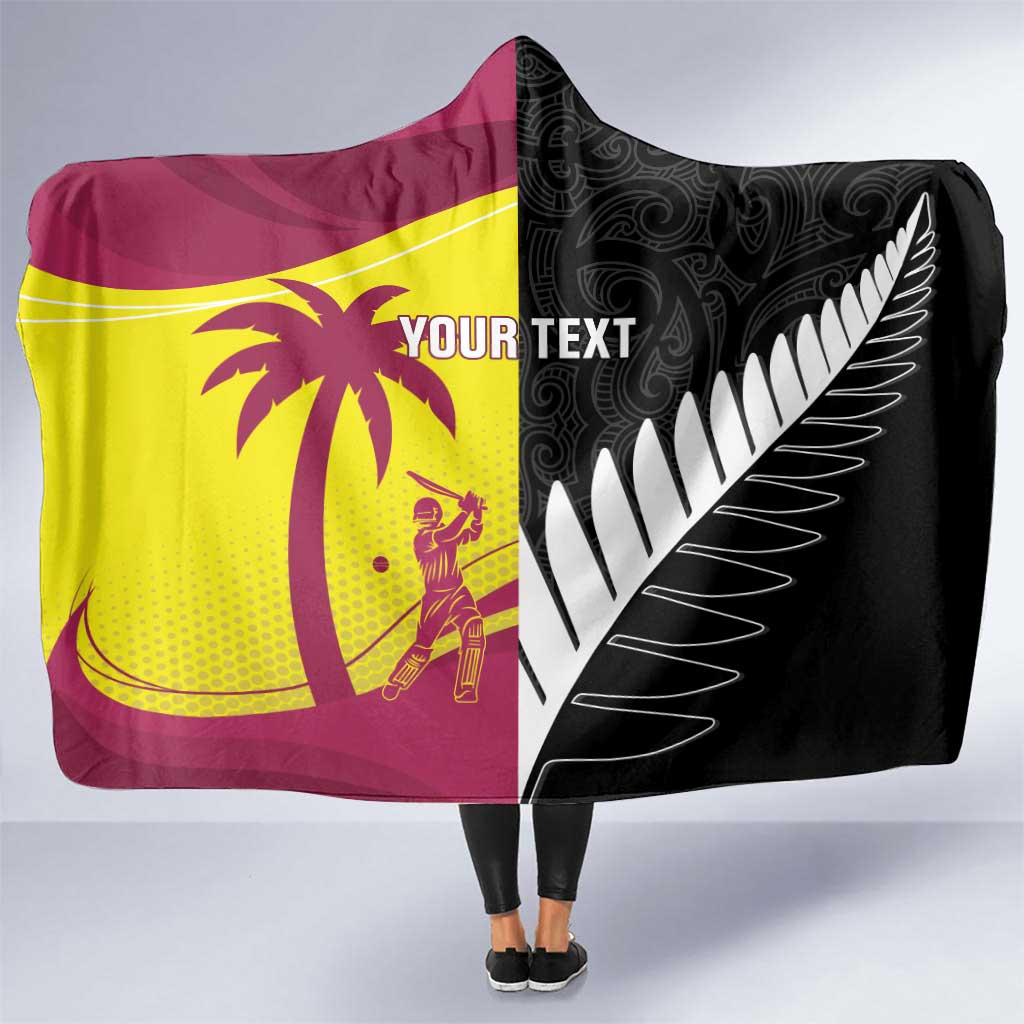 New Zealand and West Indies Cricket Custom Hooded Blanket Black Cap Windies Together - Shopicos