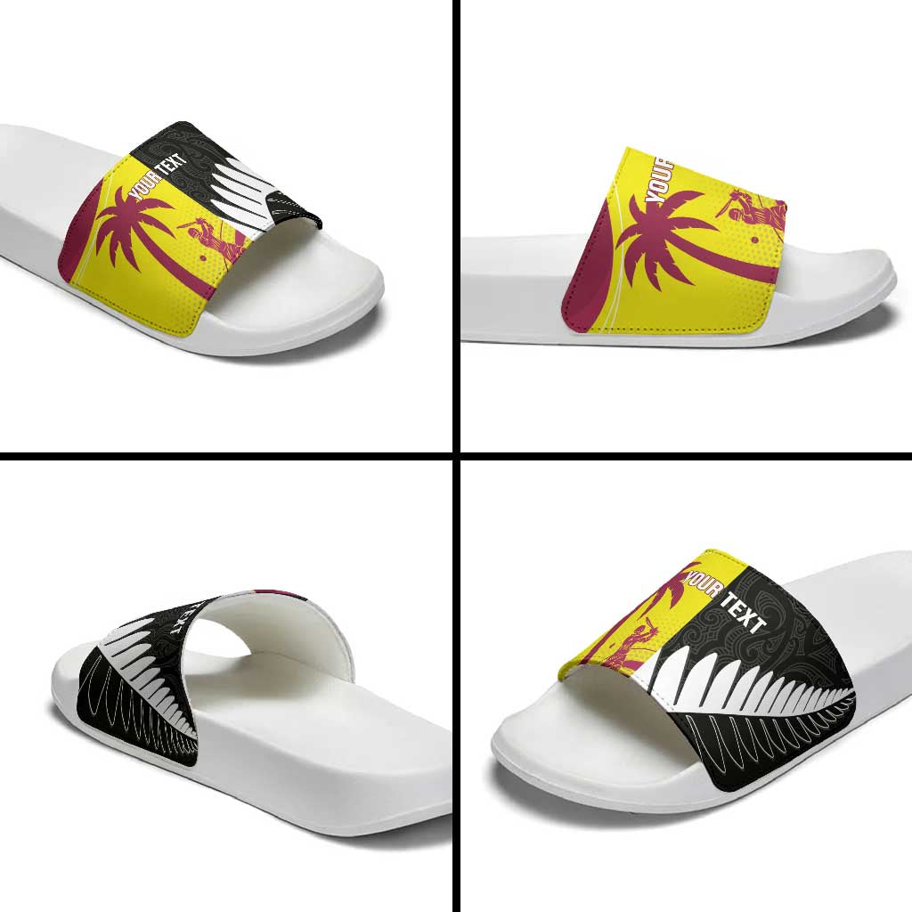 New Zealand and West Indies Cricket Custom Slide Sandals Black Cap Windies Together - Shopicos