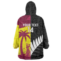 New Zealand and West Indies Cricket Custom Wearable Blanket Hoodie Black Cap Windies Together - Shopicos
