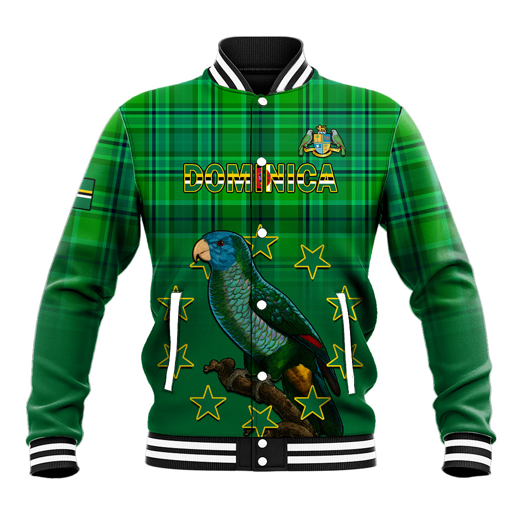 Dominica Independence Day Baseball Jacket Dominik Sisserou Parrot With Madras Pattern - Shopicos