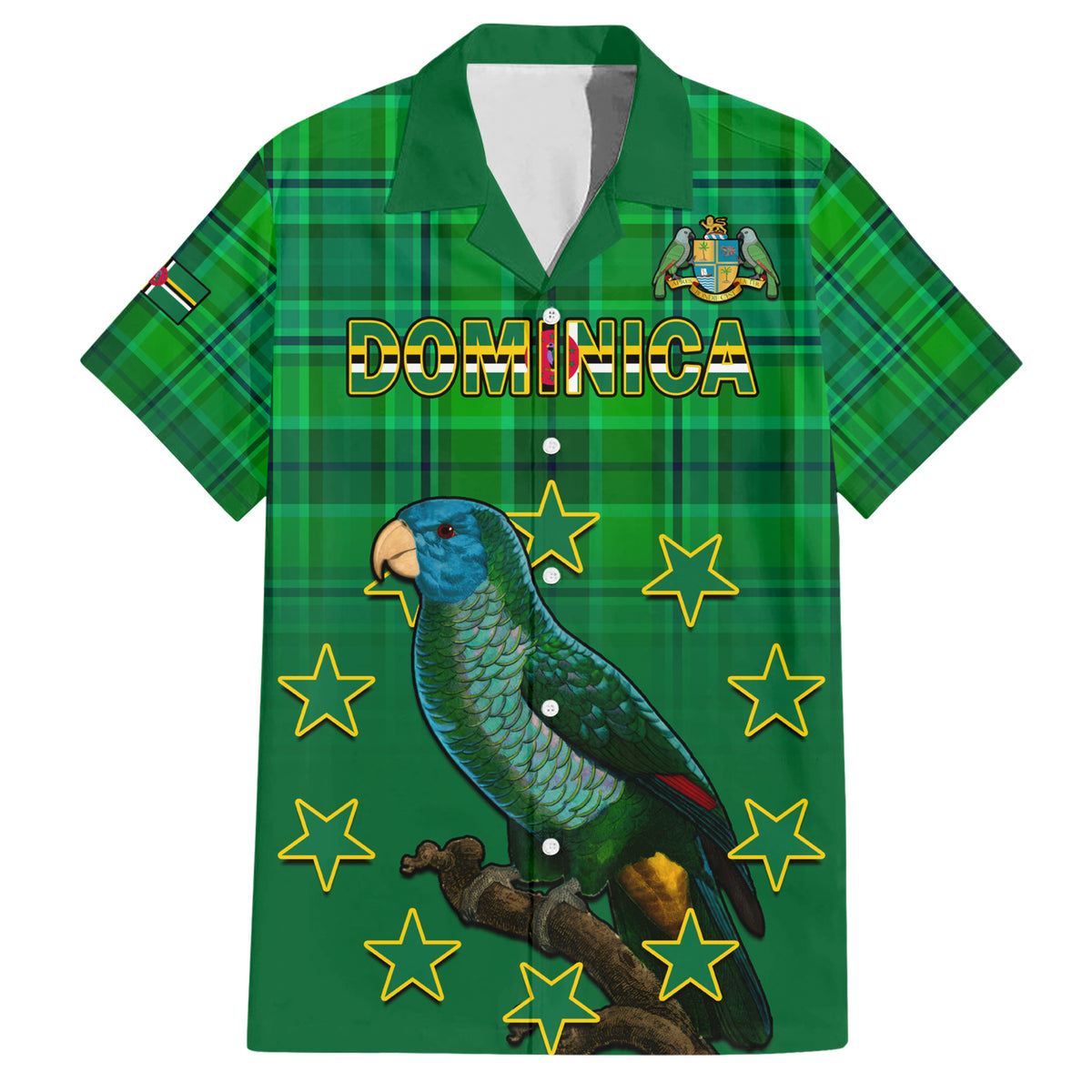 Dominica Independence Day Hawaiian Shirt Dominik Sisserou Parrot With Madras Pattern - Shopicos