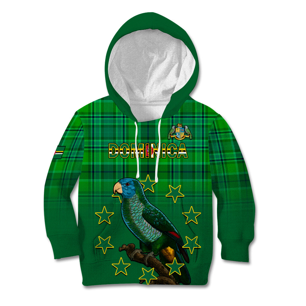 Dominica Independence Day Kid Hoodie Dominik Sisserou Parrot With Madras Pattern - Shopicos