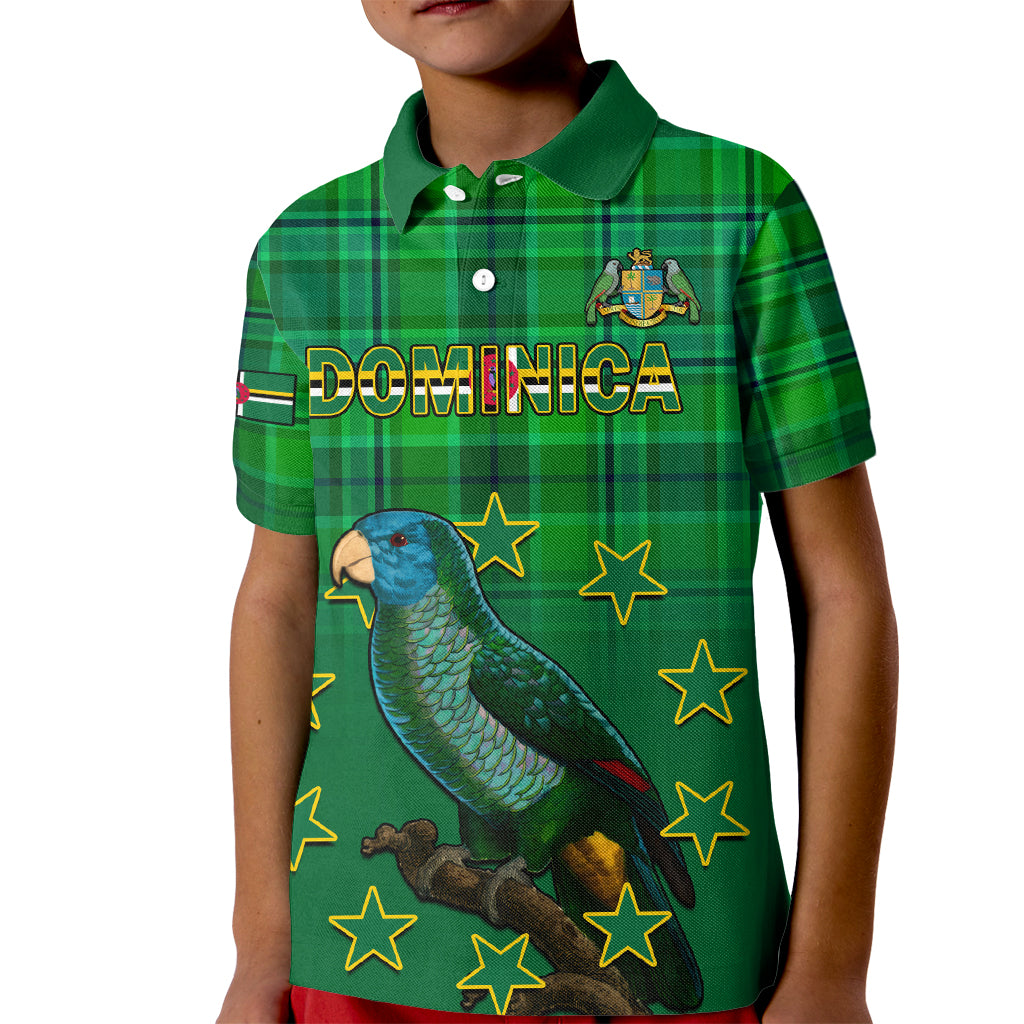 Dominica Independence Day Kid Polo Shirt Dominik Sisserou Parrot With Madras Pattern - Shopicos