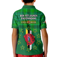 Dominica Independence Day Kid Polo Shirt Dominik Sisserou Parrot With Madras Pattern - Shopicos