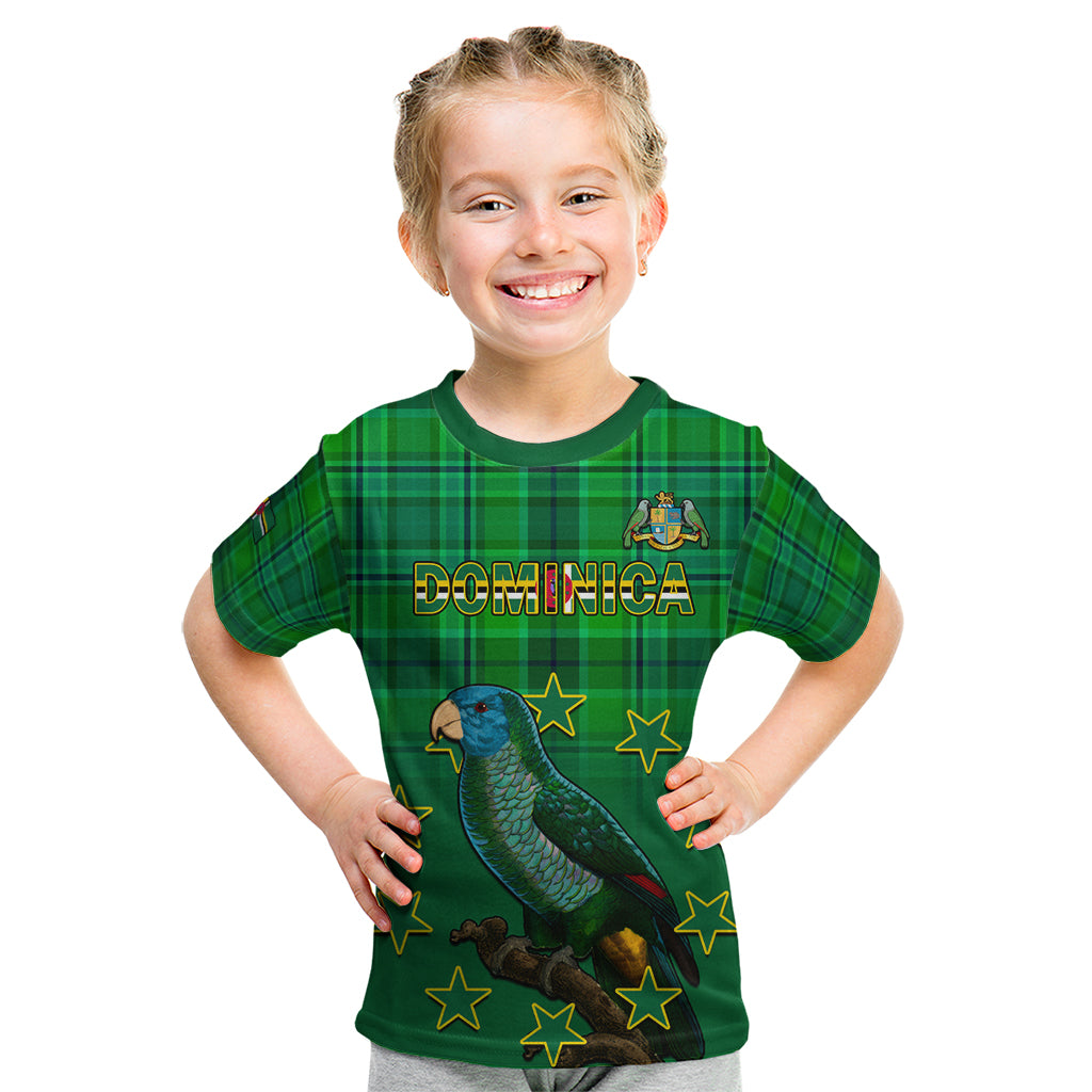 Dominica Independence Day Kid T Shirt Dominik Sisserou Parrot With Madras Pattern - Shopicos