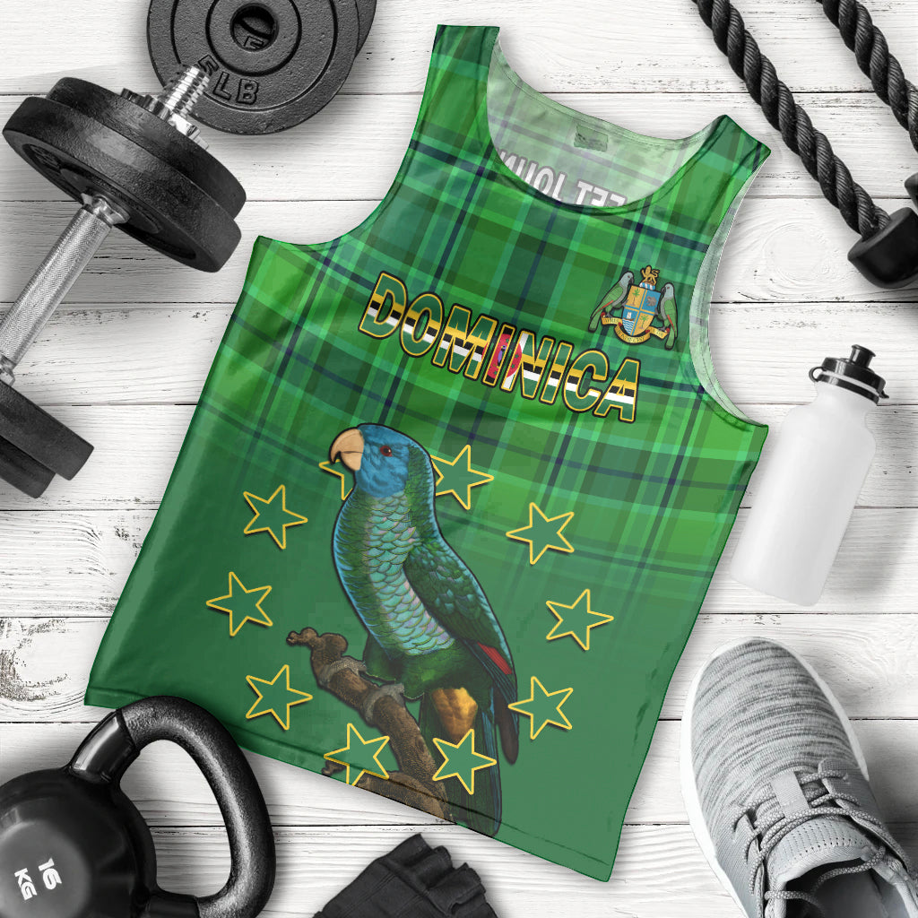 Dominica Independence Day Men Tank Top Dominik Sisserou Parrot With Madras Pattern - Shopicos