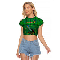 Dominica Independence Day Raglan Cropped T Shirt Dominik Sisserou Parrot With Madras Pattern - Shopicos