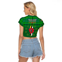 Dominica Independence Day Raglan Cropped T Shirt Dominik Sisserou Parrot With Madras Pattern - Shopicos