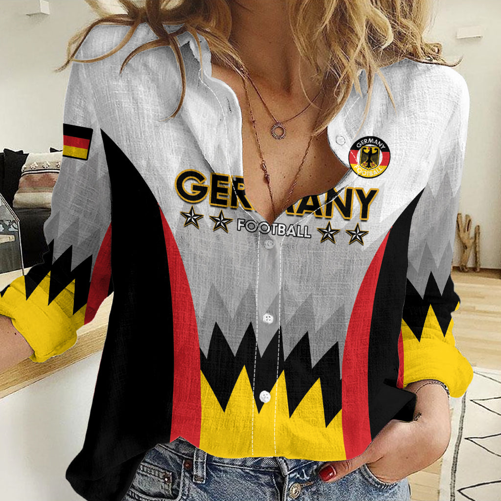 Custom Germany Football Women Casual Shirt 2024 Nationalelf - White Version - Shopicos