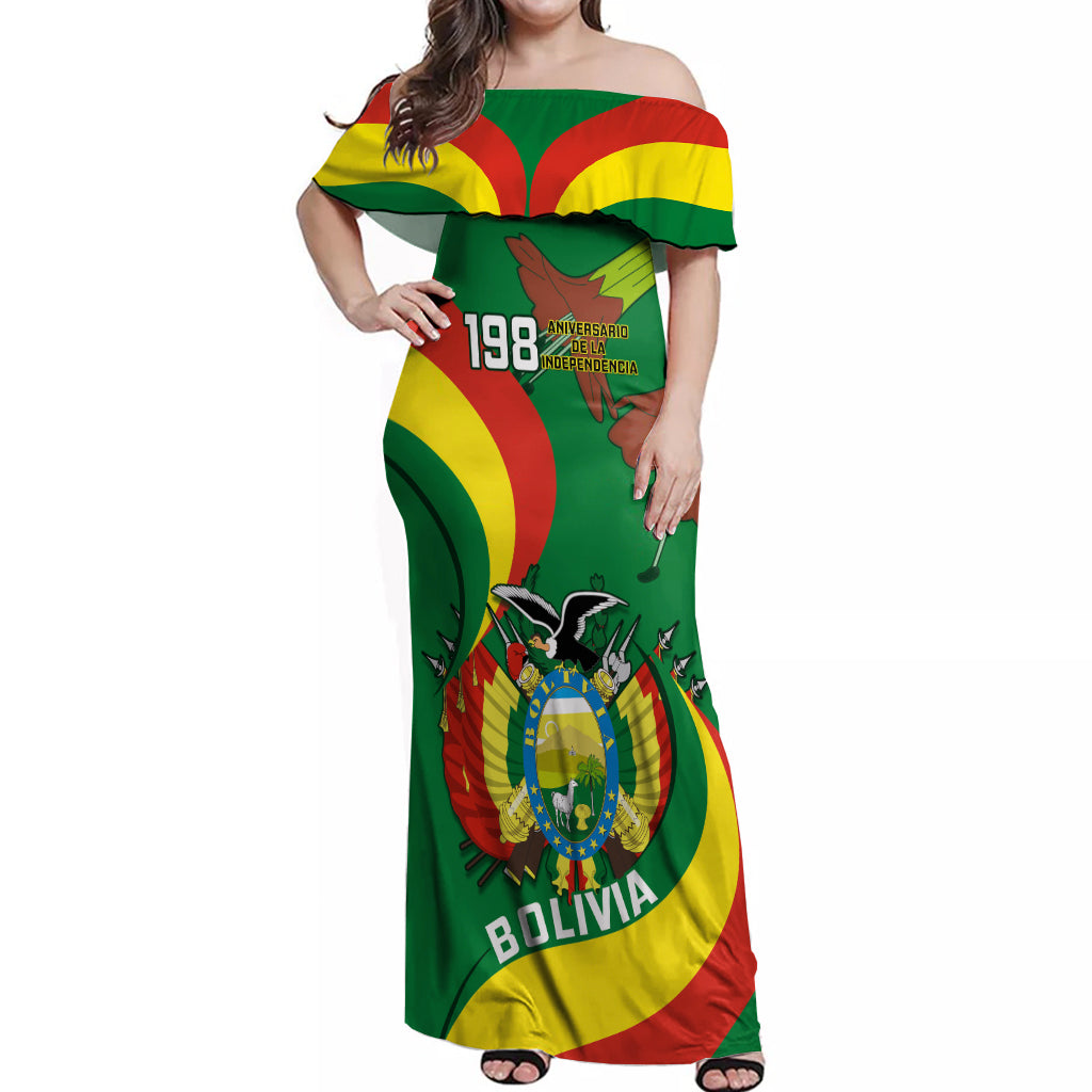 Bolivia Off Shoulder Maxi Dress Bolivian Kantuta Happy 198th Independence Day - Shopicos