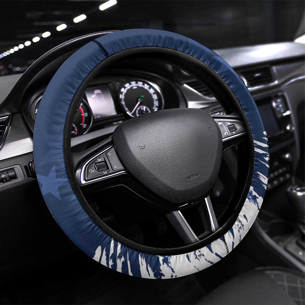 USA Rugby Steering Wheel Cover Powerful Eagle Grunge Brush Style - Blue - Shopicos