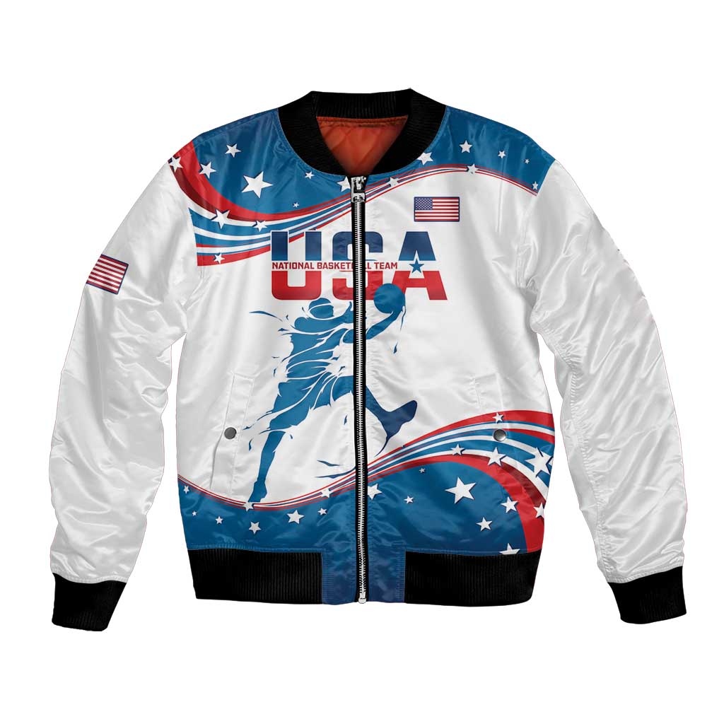 Custom USA Basketball Bomber Jacket 2024 Go Dream Team Curve Style - Shopicos