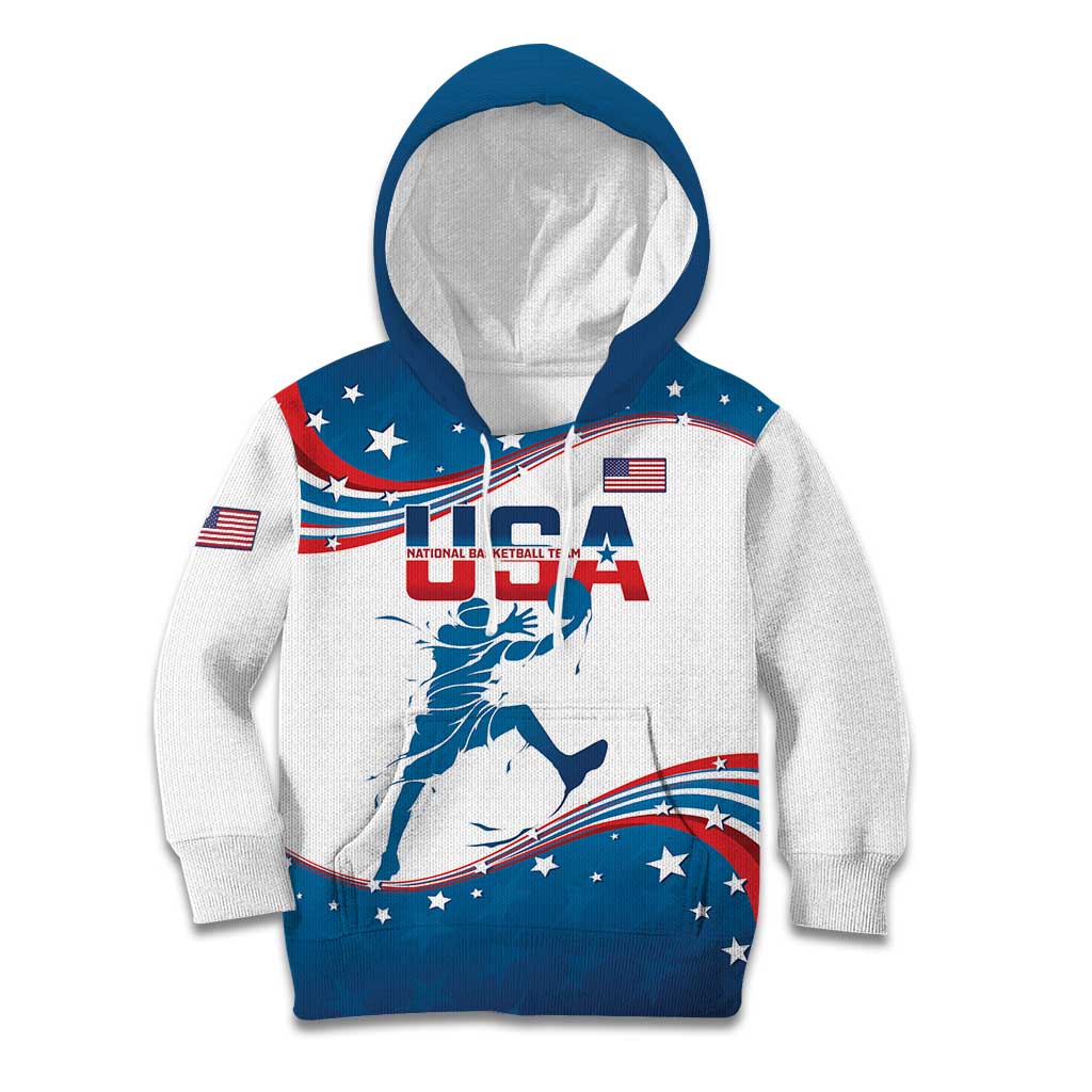 Custom USA Basketball Kid Hoodie 2024 Go Dream Team Curve Style - Shopicos