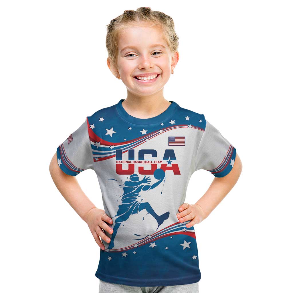Custom USA Basketball Kid T Shirt 2024 Go Dream Team Curve Style - Shopicos