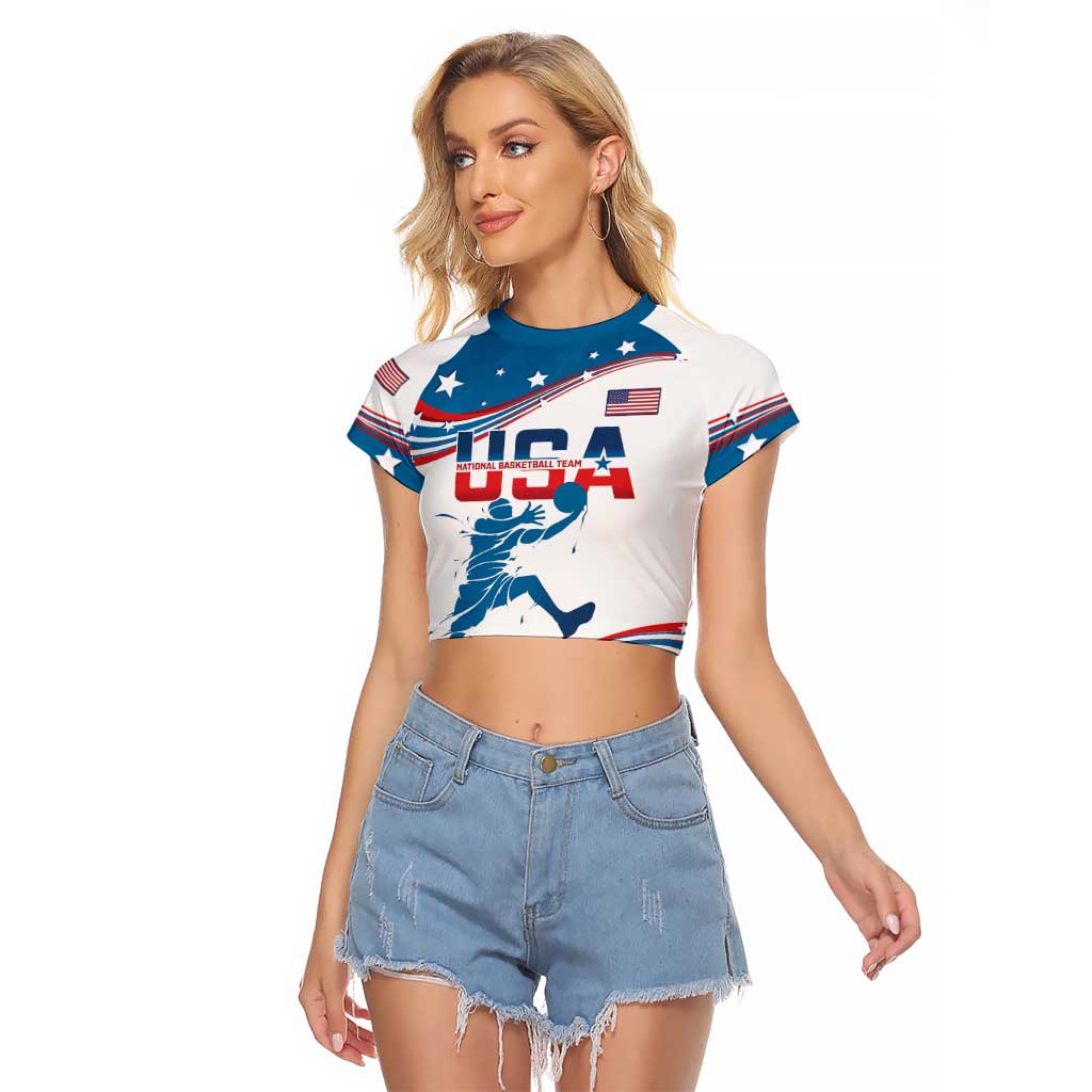 Custom USA Basketball Raglan Cropped T Shirt 2024 Go Dream Team Curve Style - Shopicos